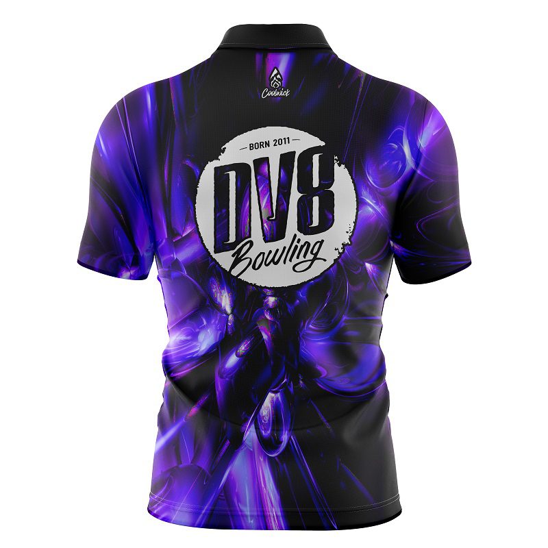 DV8 Liquid Plasma Purple Quick Ship CoolWick Sash Zip Bowling Jersey - Image 2