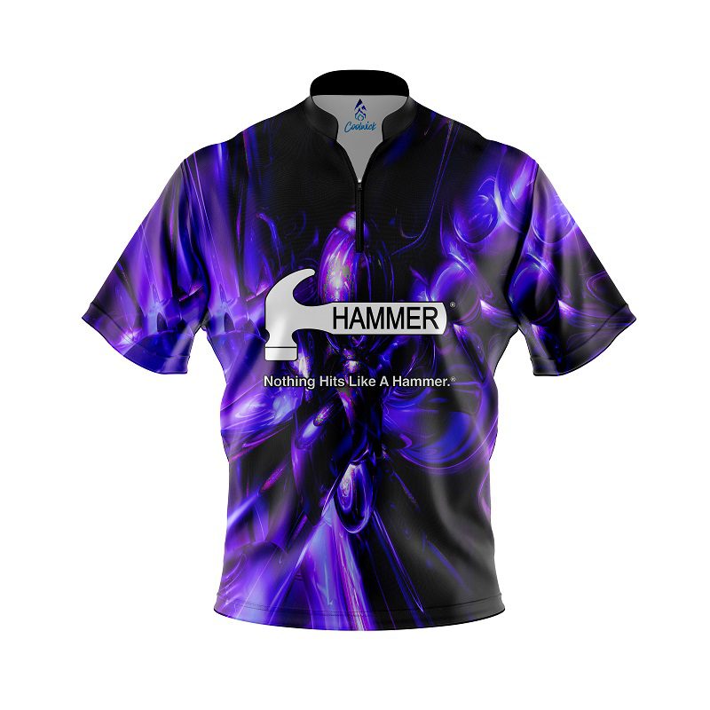 Image of Hammer Liquid Plasma Purple Quick Ship CoolWick Sash Zip Bowling Jersey