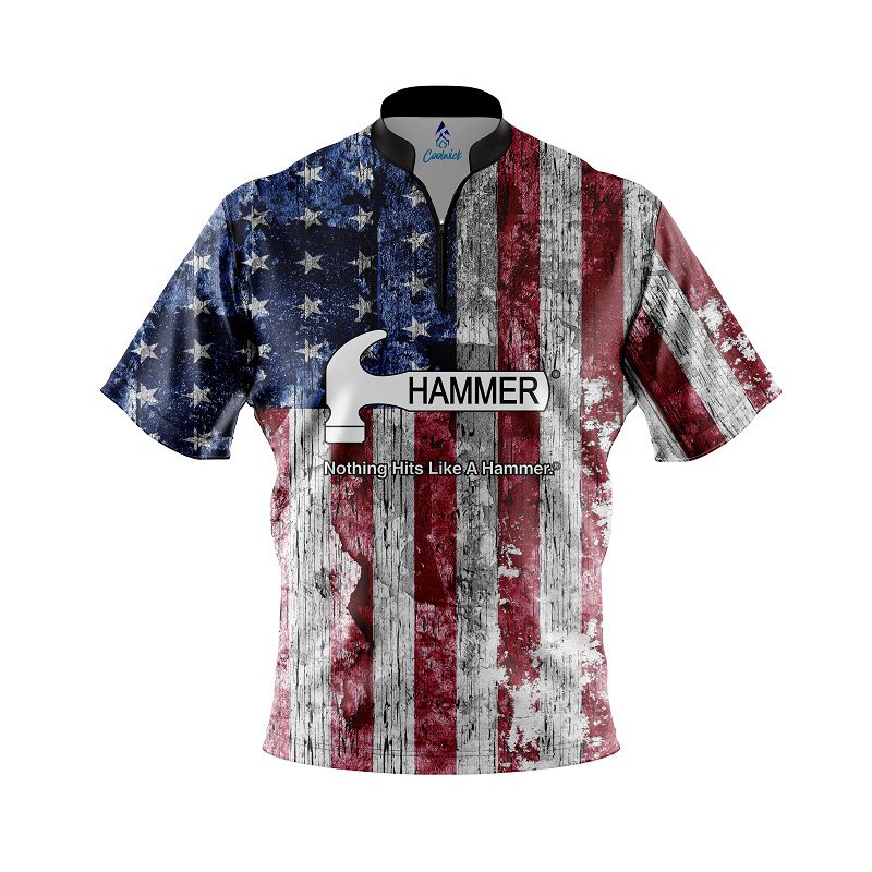 Image of Hammer Rustic Flag Quick Ship CoolWick Sash Zip Bowling Jersey