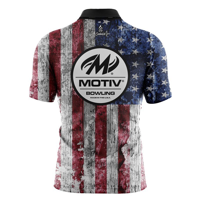 Motiv Rustic Flag Quick Ship CoolWick Sash Zip Bowling Jersey - Image 2