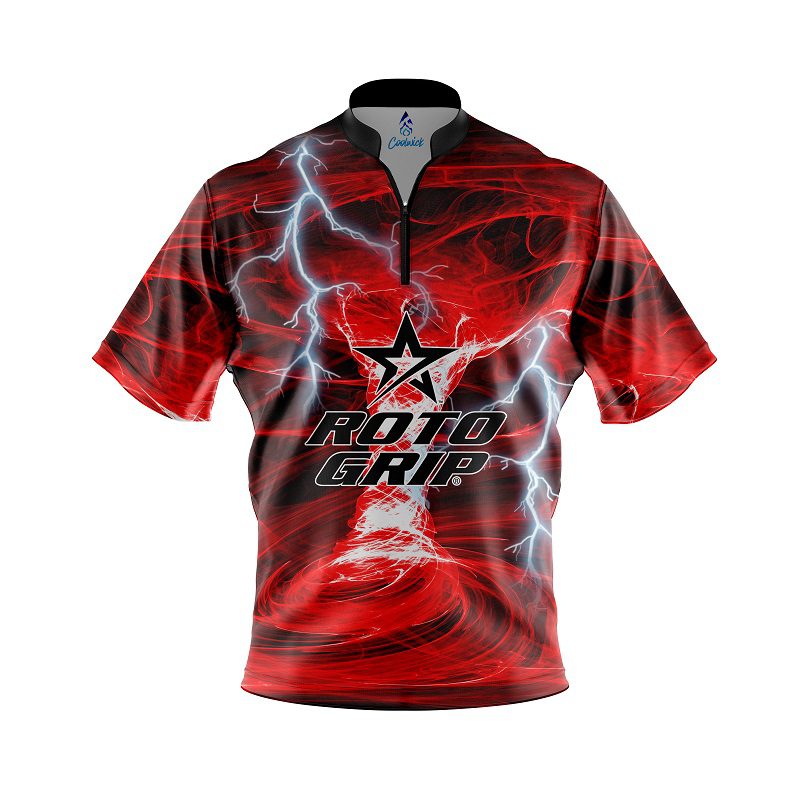 Roto Grip Electrical Tornado Red Quick Ship CoolWick Sash Zip Bowling Jersey