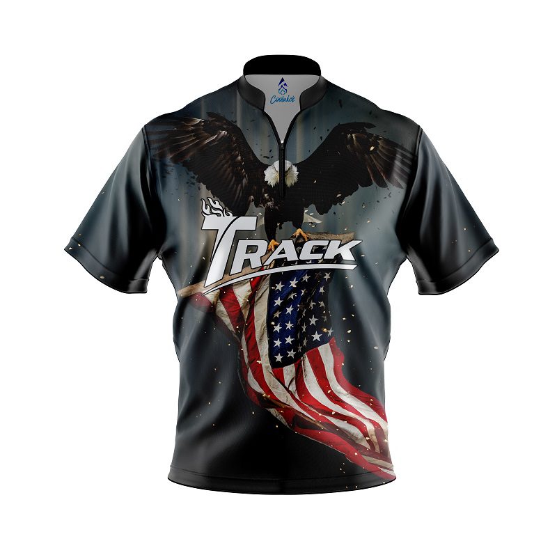 Track American Eagle Quick Ship CoolWick Sash Zip Bowling Jersey