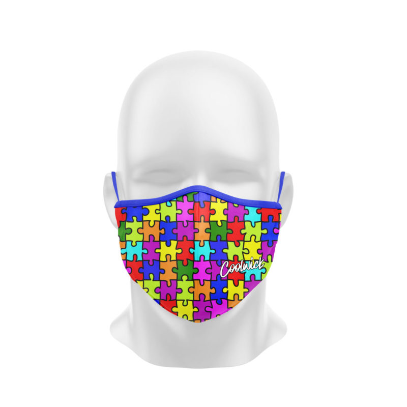 Autism Awareness Dye Sublimated Coolwick Mask