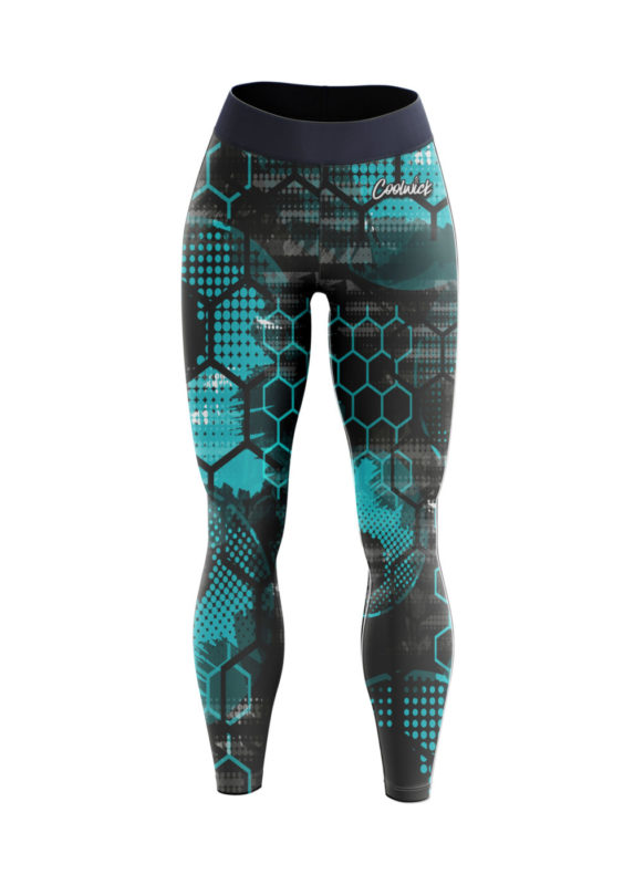 Teal Honeycomb CoolWick Women's Leggings
