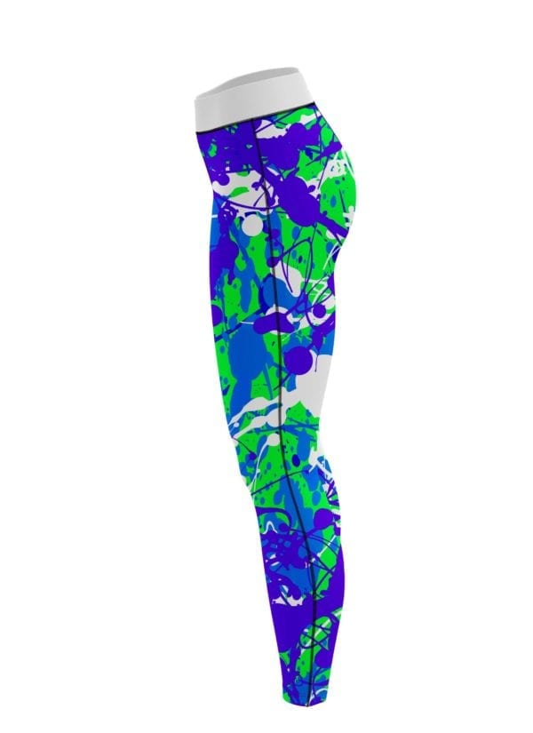 Paint Splatter Green Purple CoolWick Women's Leggings + FREE