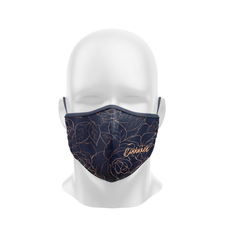 Navy Rose Gold Dye Sublimated Coolwick Mask