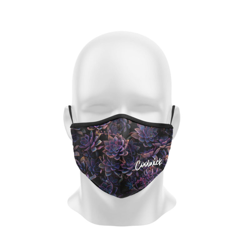 Purple Succulents Dye Sublimated Coolwick Mask