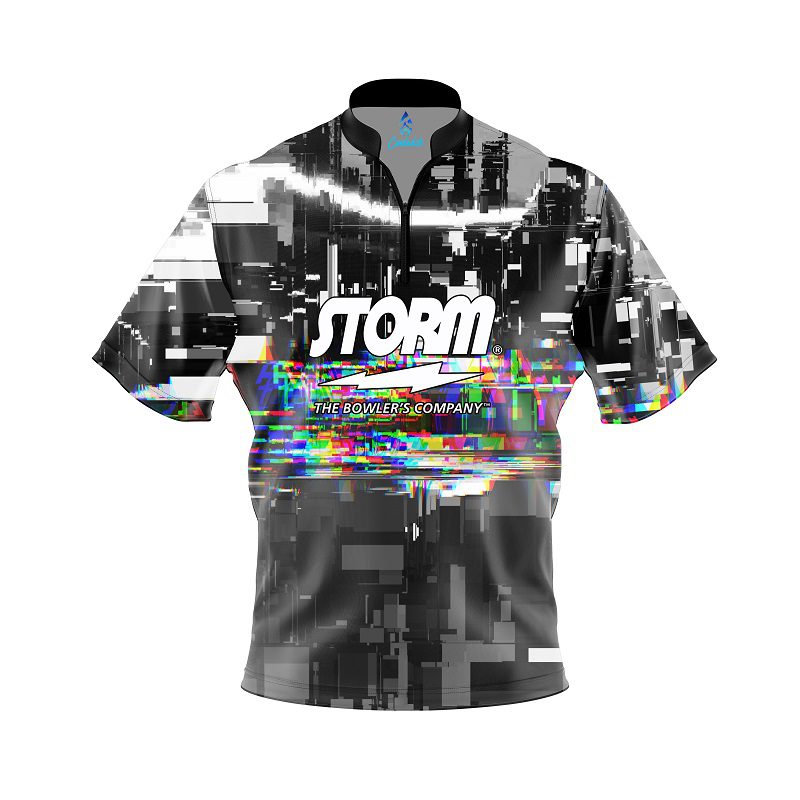 Storm Glitch Quick Ship CoolWick Sash Zip Bowling Jersey