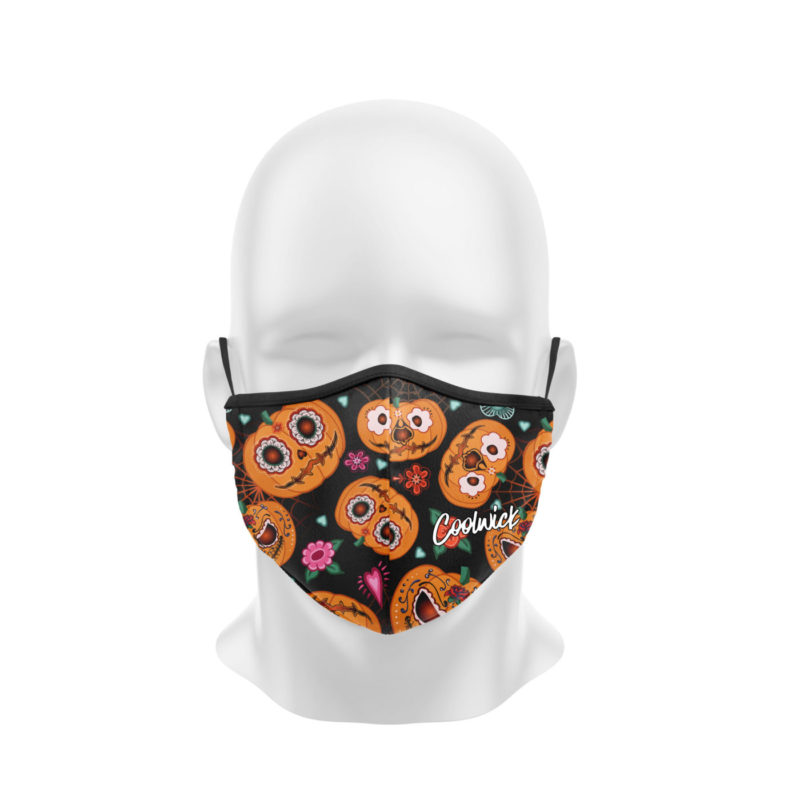 Sugar Skull Pumpkins Dye Sublimated Coolwick Mask
