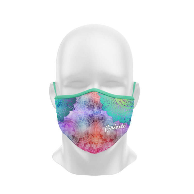 Teal Mandala Dye Sublimated Coolwick Mask