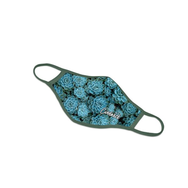 Teal Succulents Dye Sublimated Coolwick Mask - Image 2