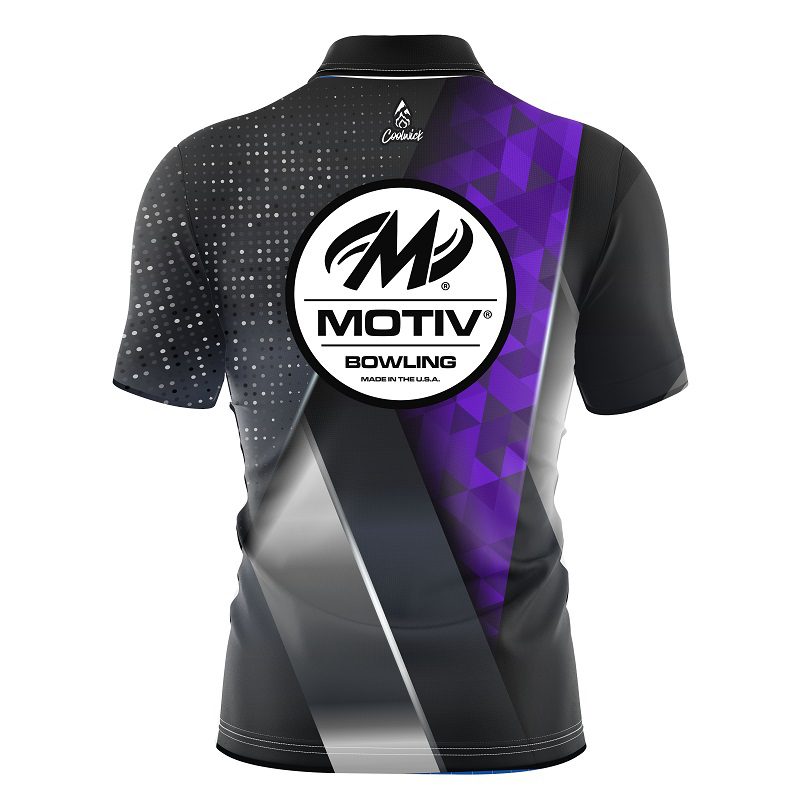 Motiv Purple Aspirations Quick Ship CoolWick Sash Zip Bowling Jersey - Image 2