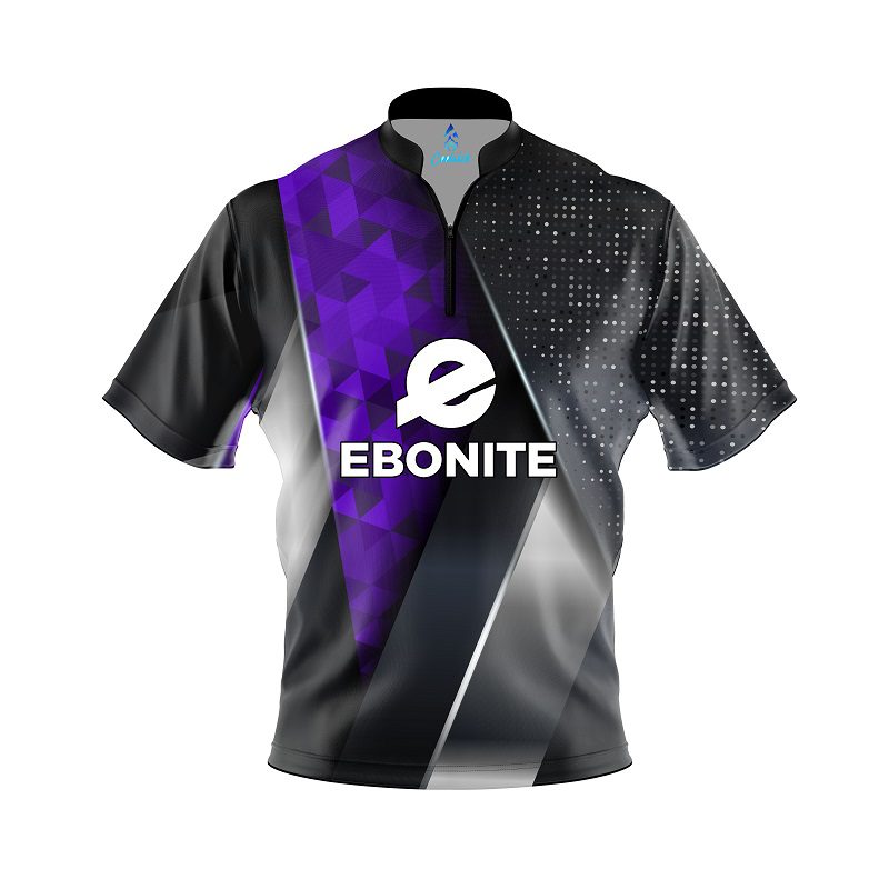 Ebonite Purple Aspirations Quick Ship CoolWick Sash Zip Bowling Jersey