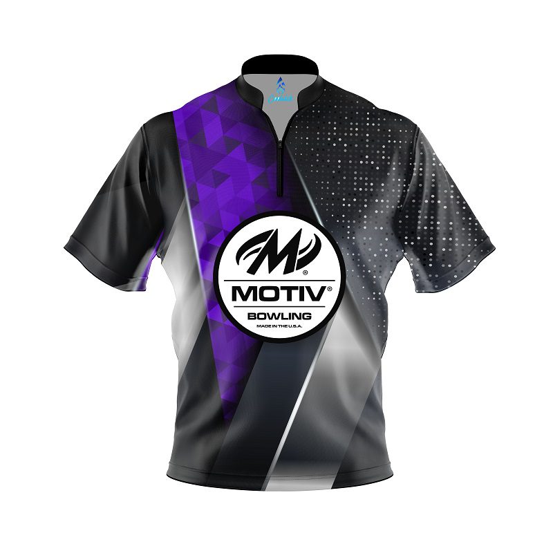 Motiv Purple Aspirations Quick Ship CoolWick Sash Zip Bowling Jersey