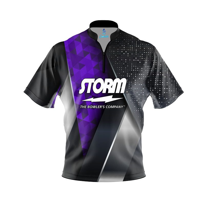 Storm Purple Aspirations Quick Ship CoolWick Sash Zip Bowling Jersey