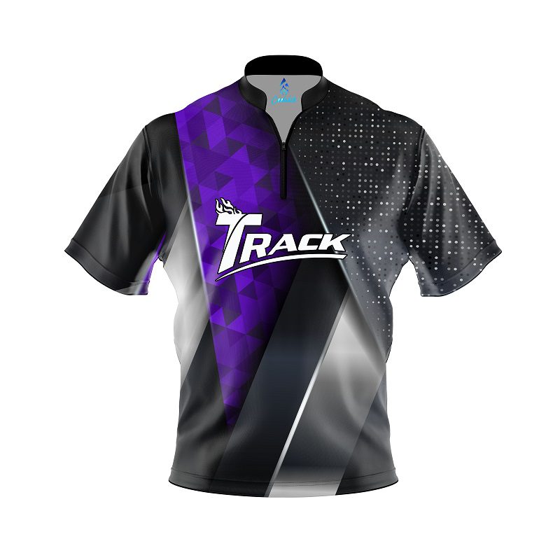 Track Purple Aspirations Quick Ship CoolWick Sash Zip Bowling Jersey