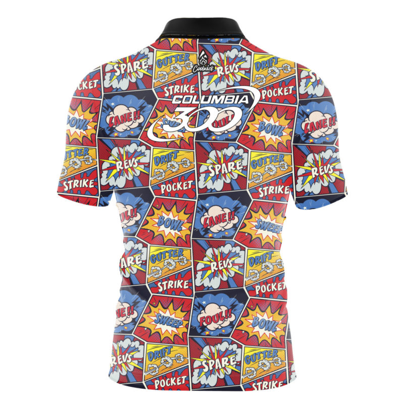 Columbia 300 Comic Quick Ship CoolWick Sash Zip Bowling Jersey - Image 2