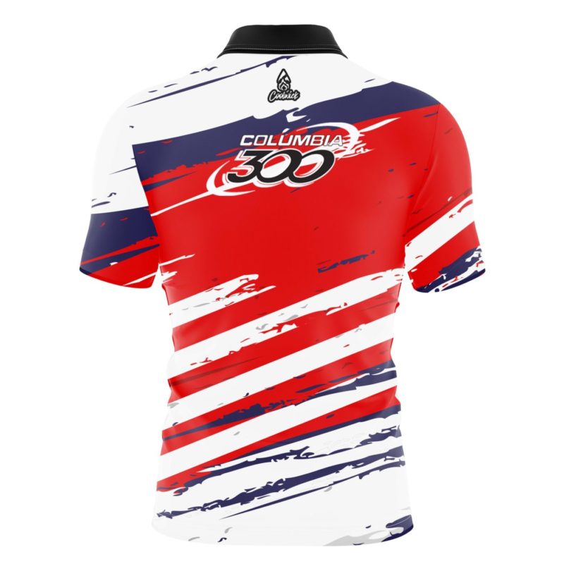 Columbia 300 All American Quick Ship CoolWick Sash Zip Bowling Jersey - Image 2