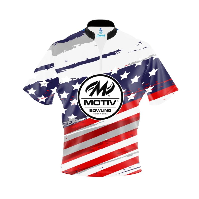 Image of Motiv All American Quick Ship CoolWick Sash Zip Bowling Jersey