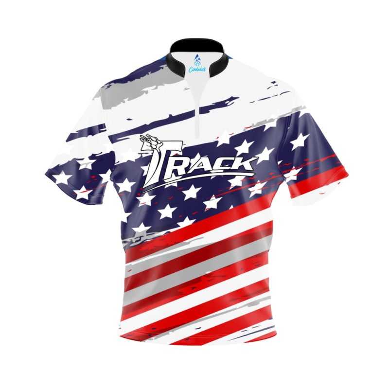 Image of Track All American Quick Ship CoolWick Sash Zip Bowling Jersey