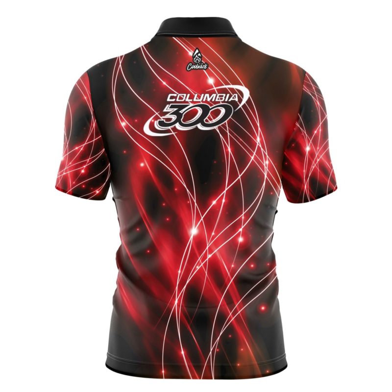 Columbia 300 Red Spirals Quick Ship CoolWick Sash Zip Bowling Jersey - Image 2