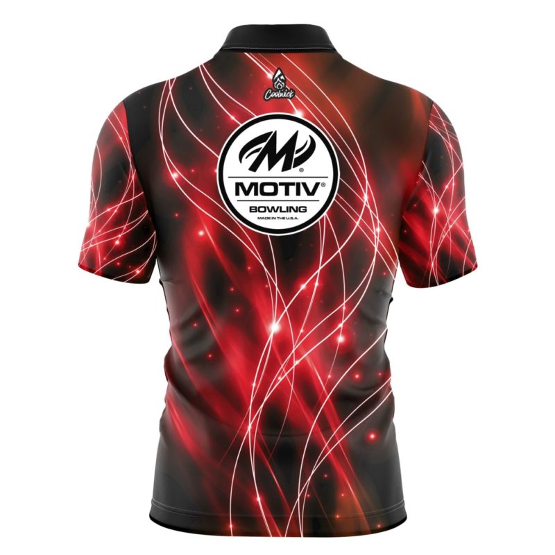 Motiv Red Spirals Quick Ship CoolWick Sash Zip Bowling Jersey - Image 2