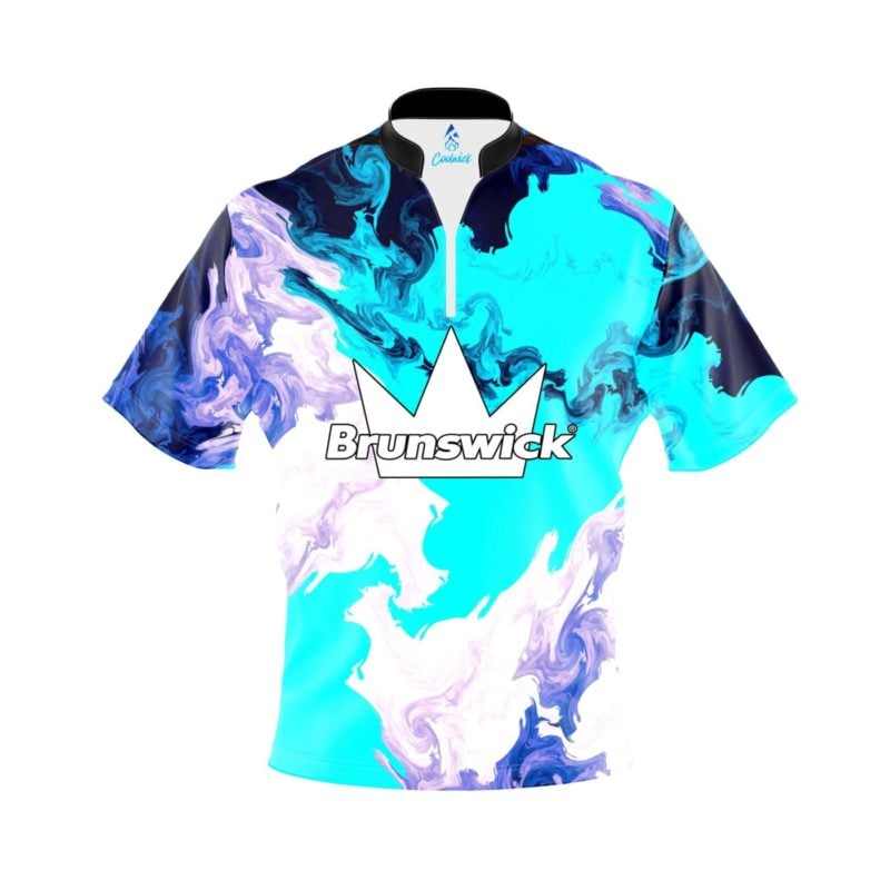 Brunswick Abstract Quick Ship CoolWick Sash Zip Bowling Jersey