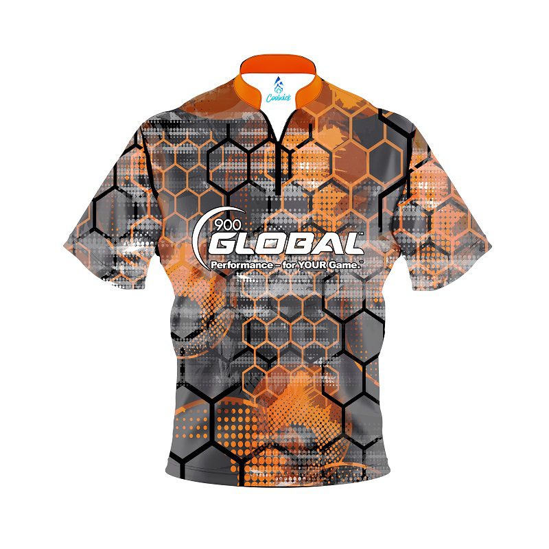 900 Global Fire Honeycomb Quick Ship CoolWick Sash Zip Bowling Jersey