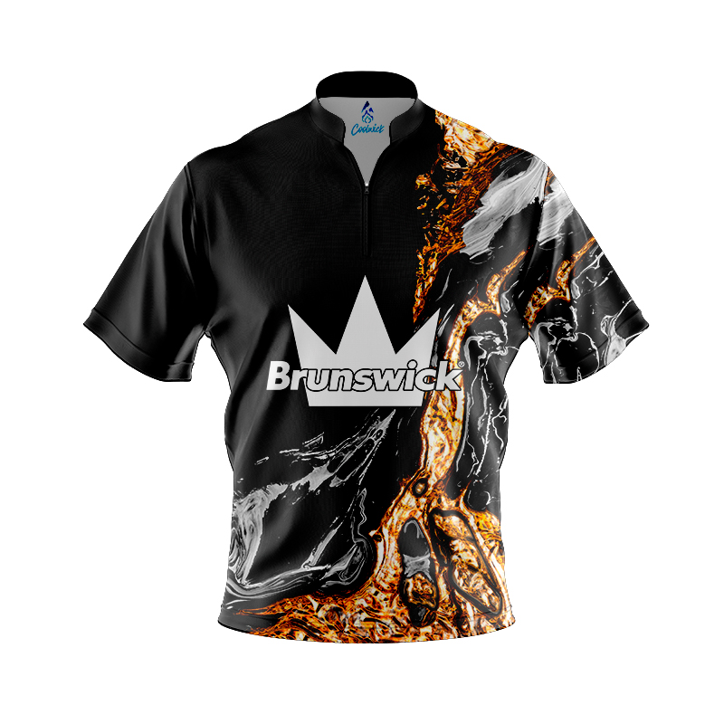 Brunswick Onyx Gold Quick Ship CoolWick Sash Zip Bowling Jersey