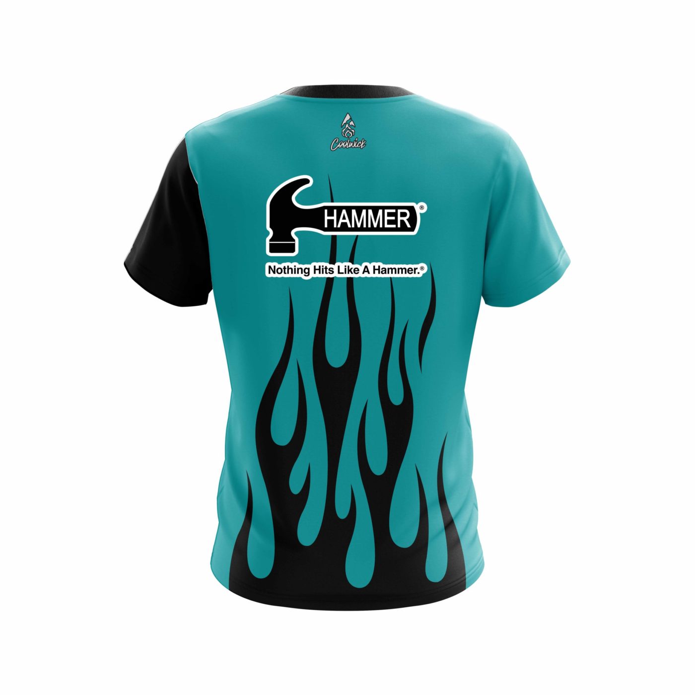 Hammer Cyan Flaming Semi-Custom CoolWick Bowling Jersey - Image 2