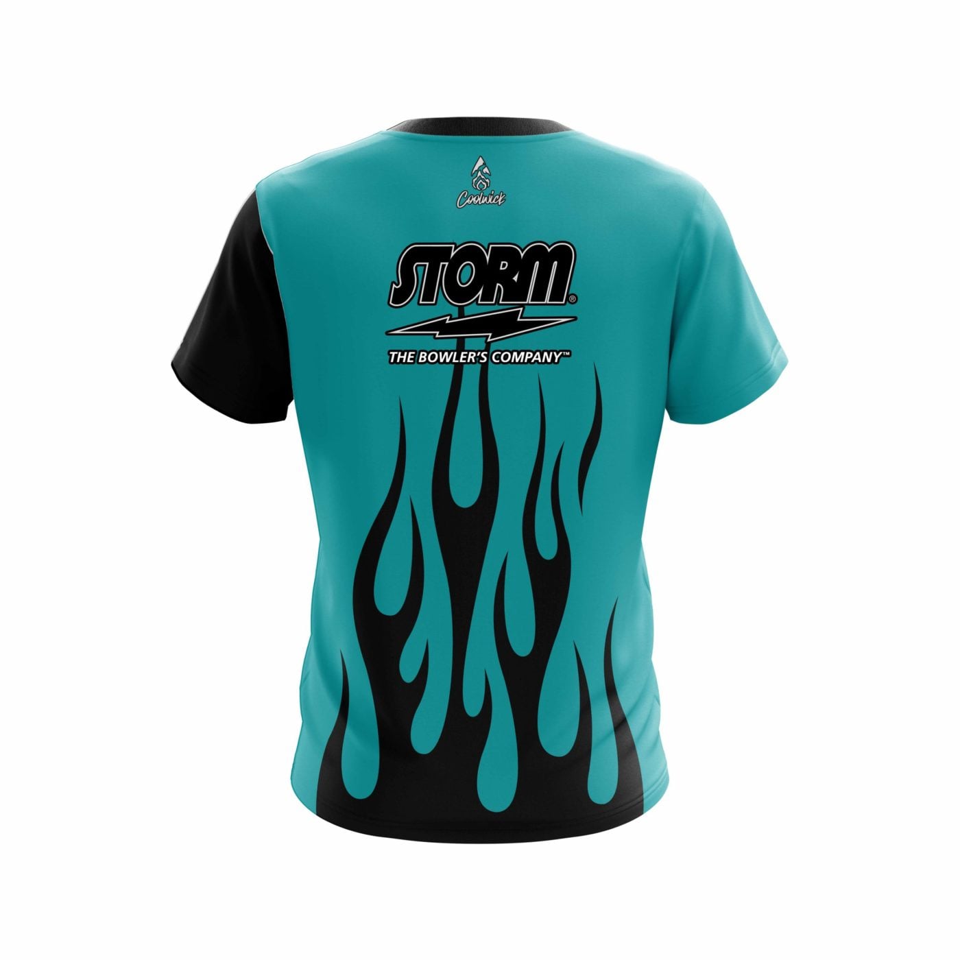 Storm Cyan Flaming Semi-Custom CoolWick Bowling Jersey - Image 2