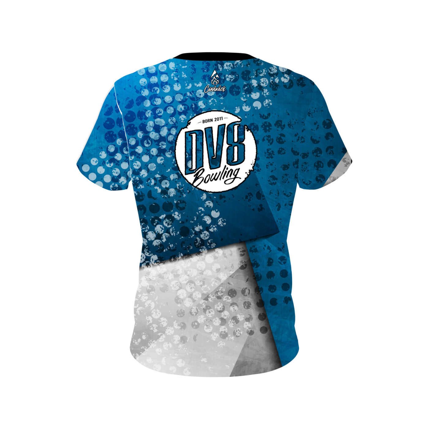 DV8 Blue Grungey Semi-Custom CoolWick Bowling Jersey - Image 2