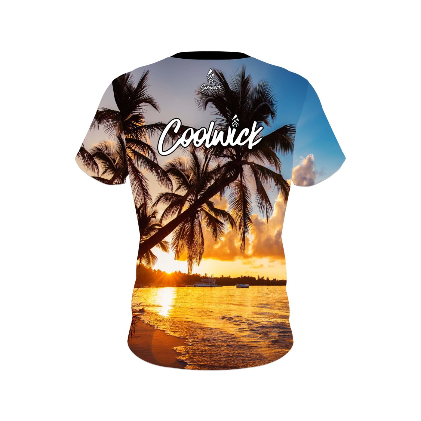 Signature Sunset Palm Trees Semi-Custom CoolWick Bowling Jersey - Image 2