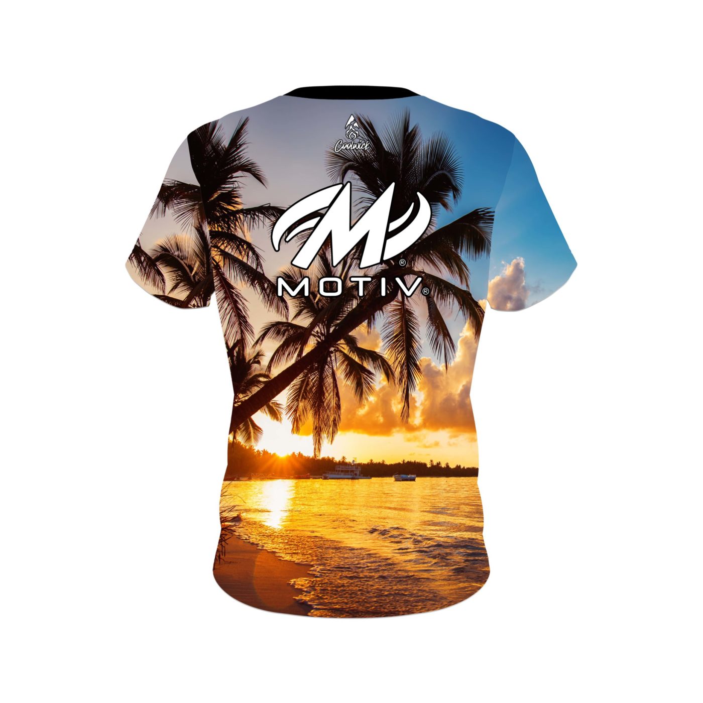 Motiv Sunset Palm Trees Semi-Custom CoolWick Bowling Jersey - Image 2
