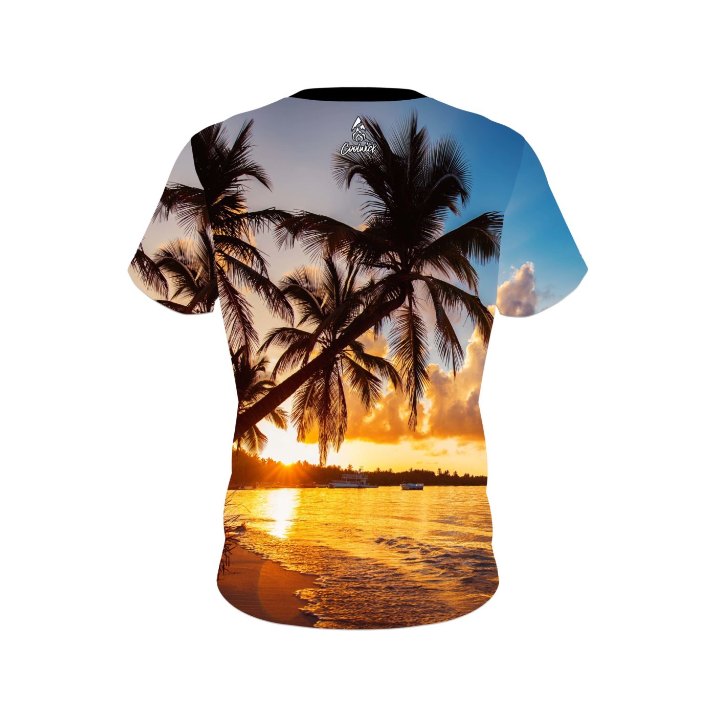 Plain Sunset Palm Trees Semi-Custom CoolWick Bowling Jersey - Image 2