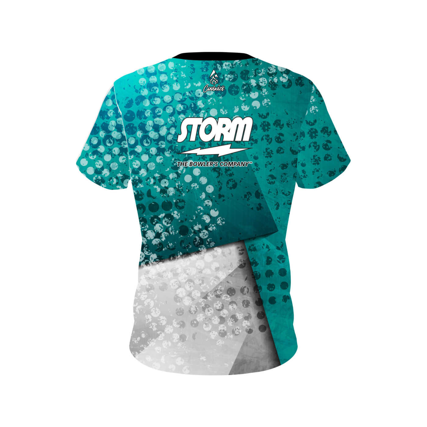 Storm Teal Grungey Semi-Custom CoolWick Bowling Jersey - Image 2