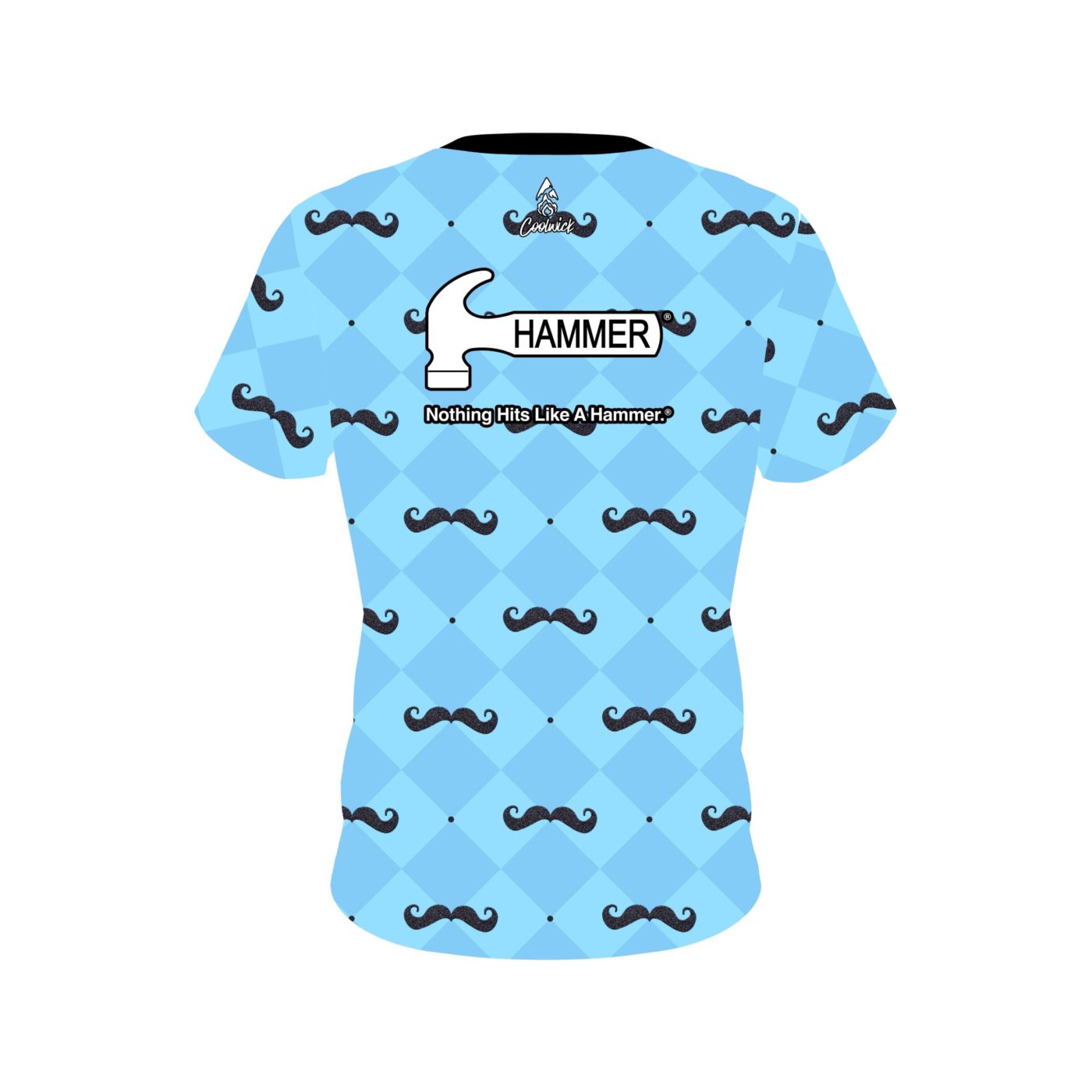 Hammer Baby Blue Mustache Semi-Custom CoolWick Bowling Jersey - Image 2