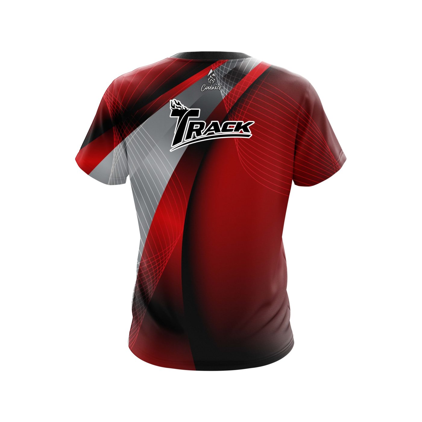 Track Red Oblique Semi-Custom CoolWick Bowling Jersey - Image 2