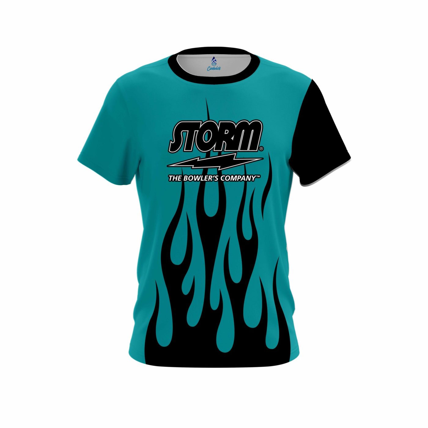 Storm Cyan Flaming Semi-Custom CoolWick Bowling Jersey
