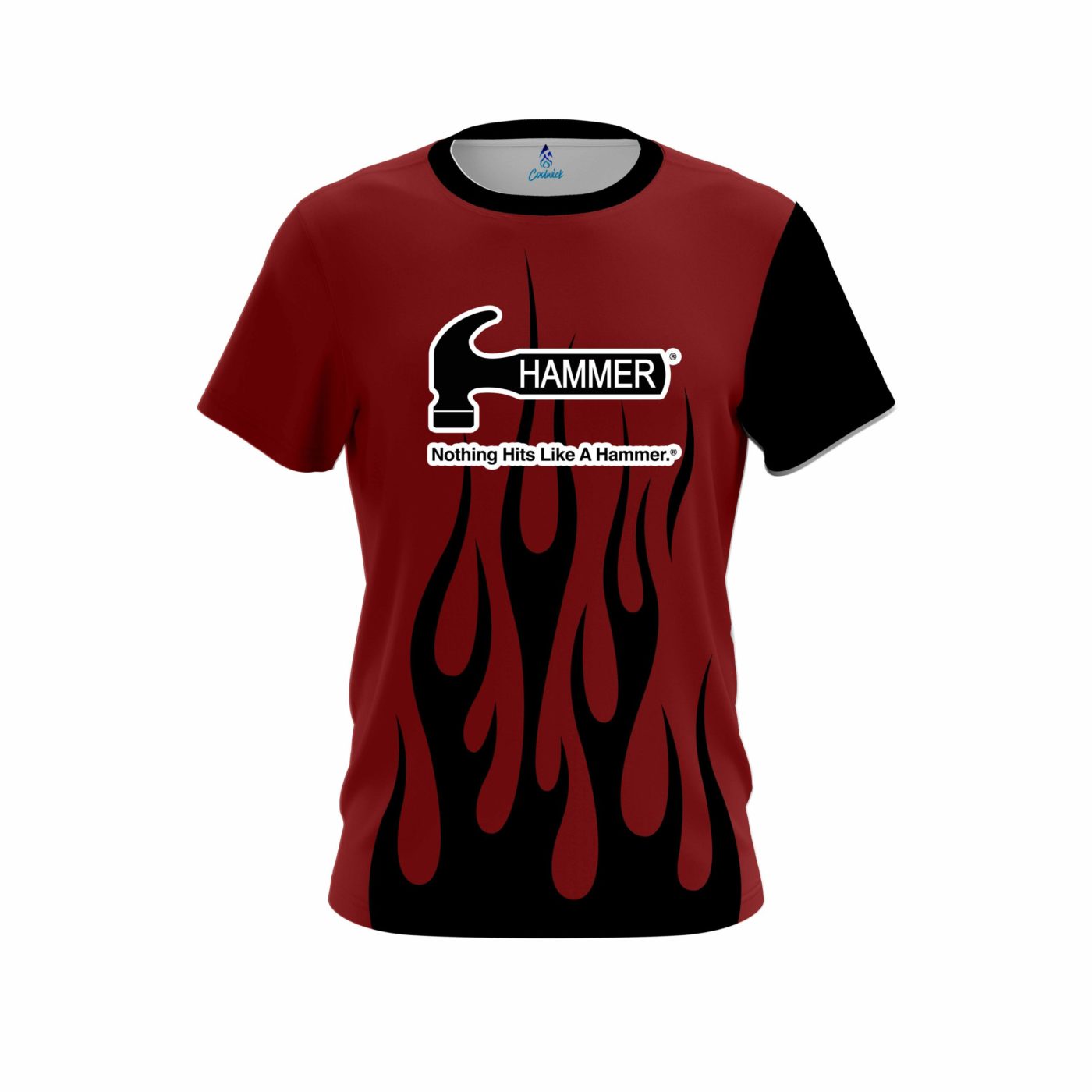 Hammer Red Brick Flaming Semi-Custom CoolWick Bowling Jersey