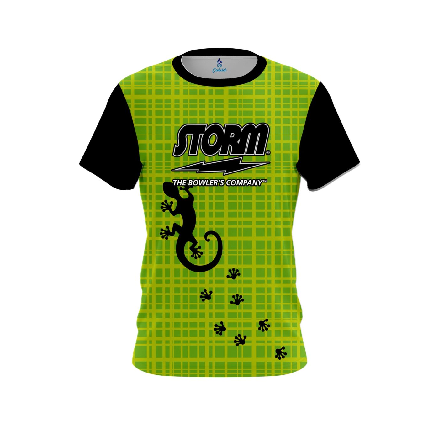 Storm Lime Plaid Gecko CoolWick Bowling Jersey