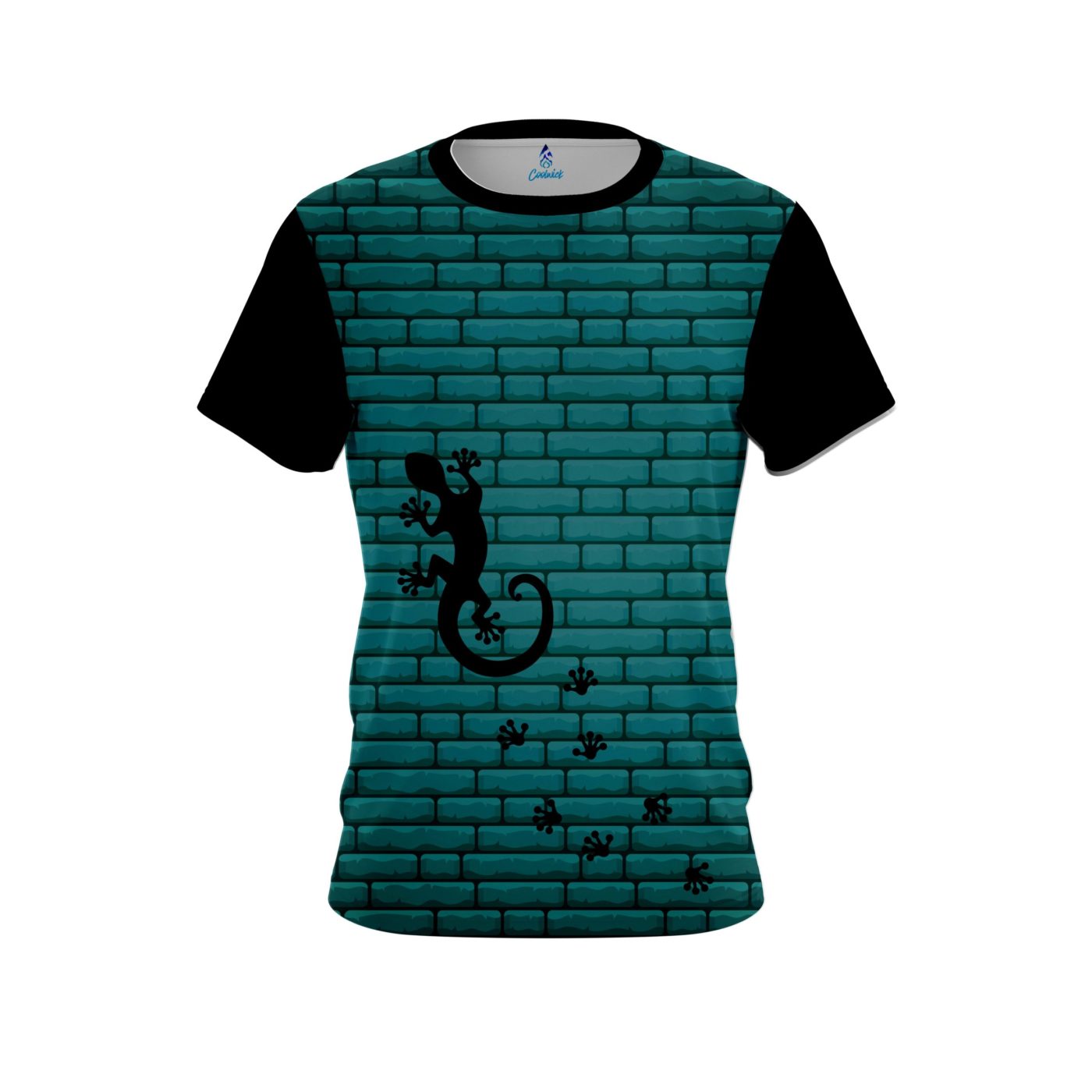 Plain Turq Bricks Gecko Semi-Custom CoolWick Bowling Jersey