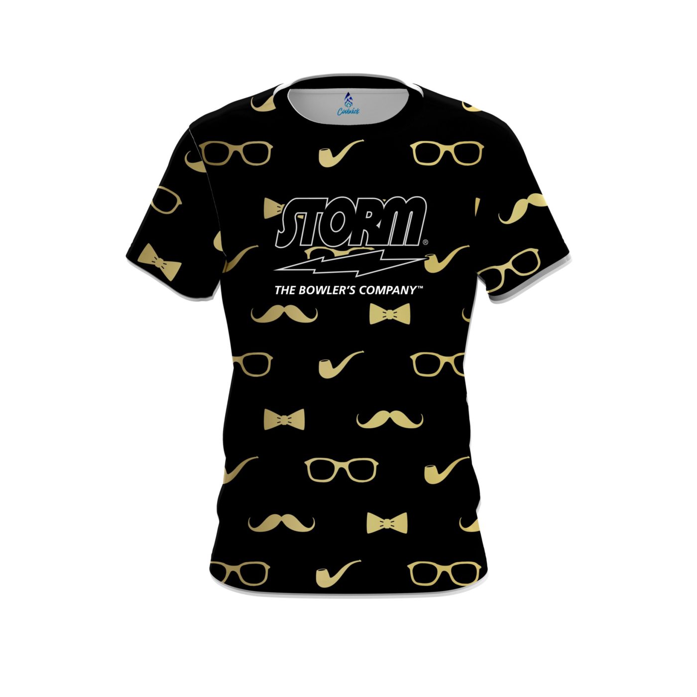 Storm Black Gold Mustache CoolWick Bowling Jersey