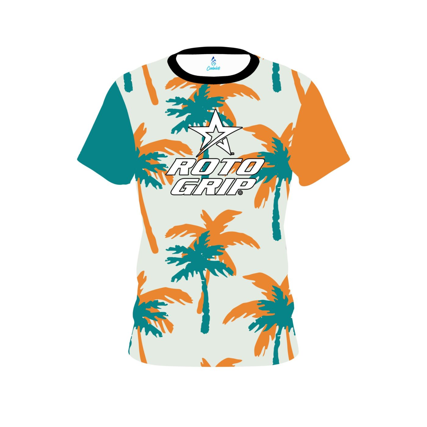 Roto Grip Teal Orange Palm Trees Semi-Custom CoolWick Bowling Jersey