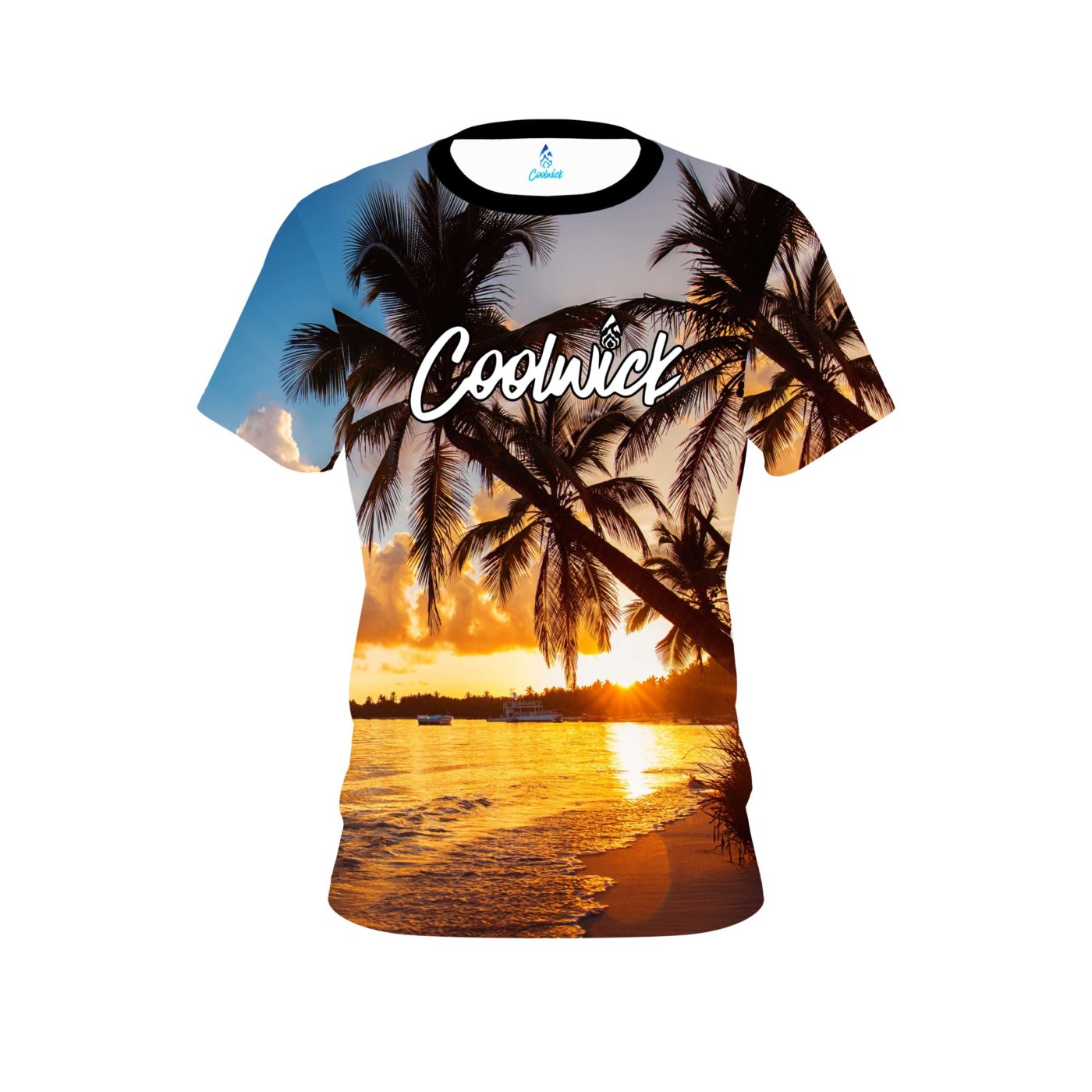 Signature Sunset Palm Trees Semi-Custom CoolWick Bowling Jersey