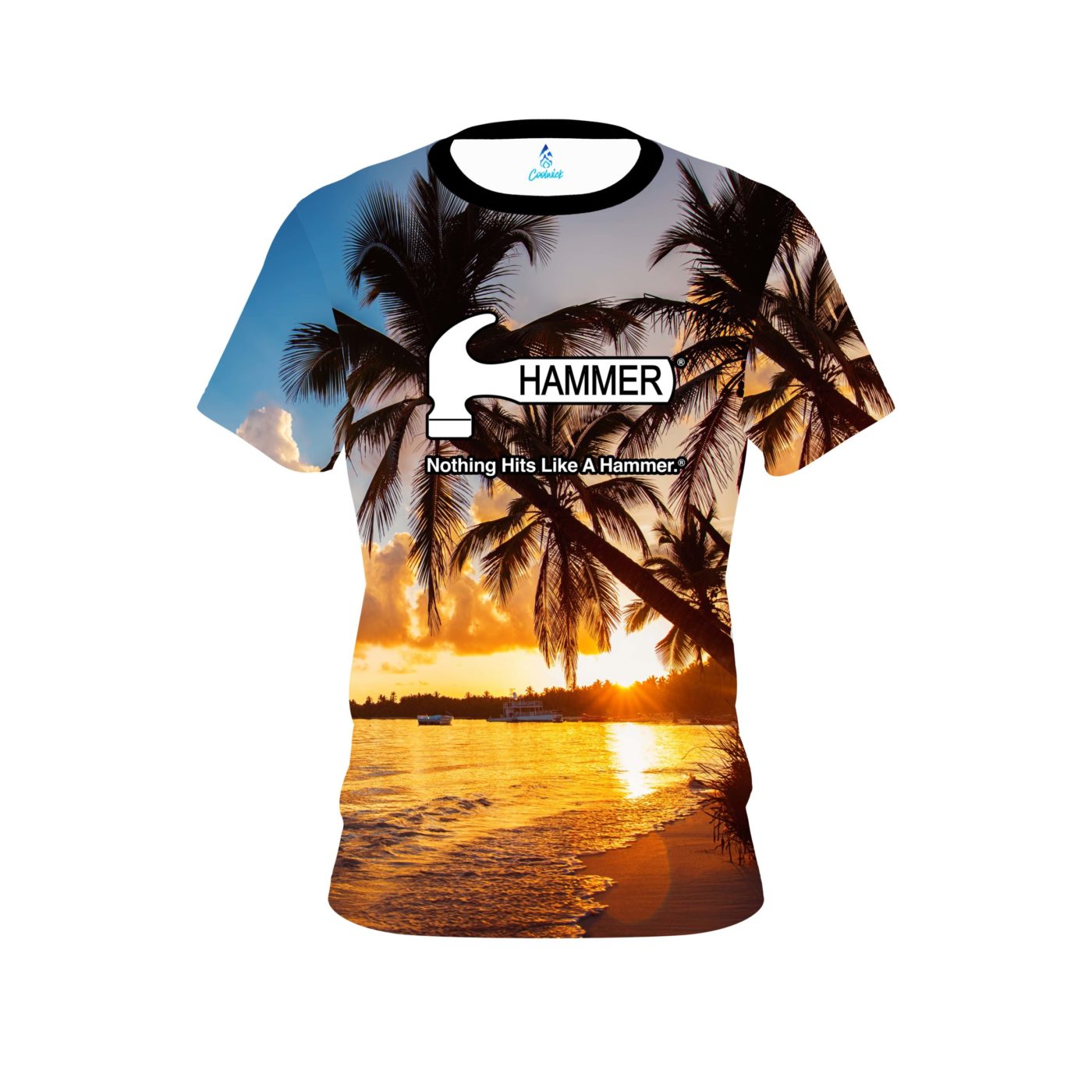Hammer Sunset Palm Trees Semi-Custom CoolWick Bowling Jersey