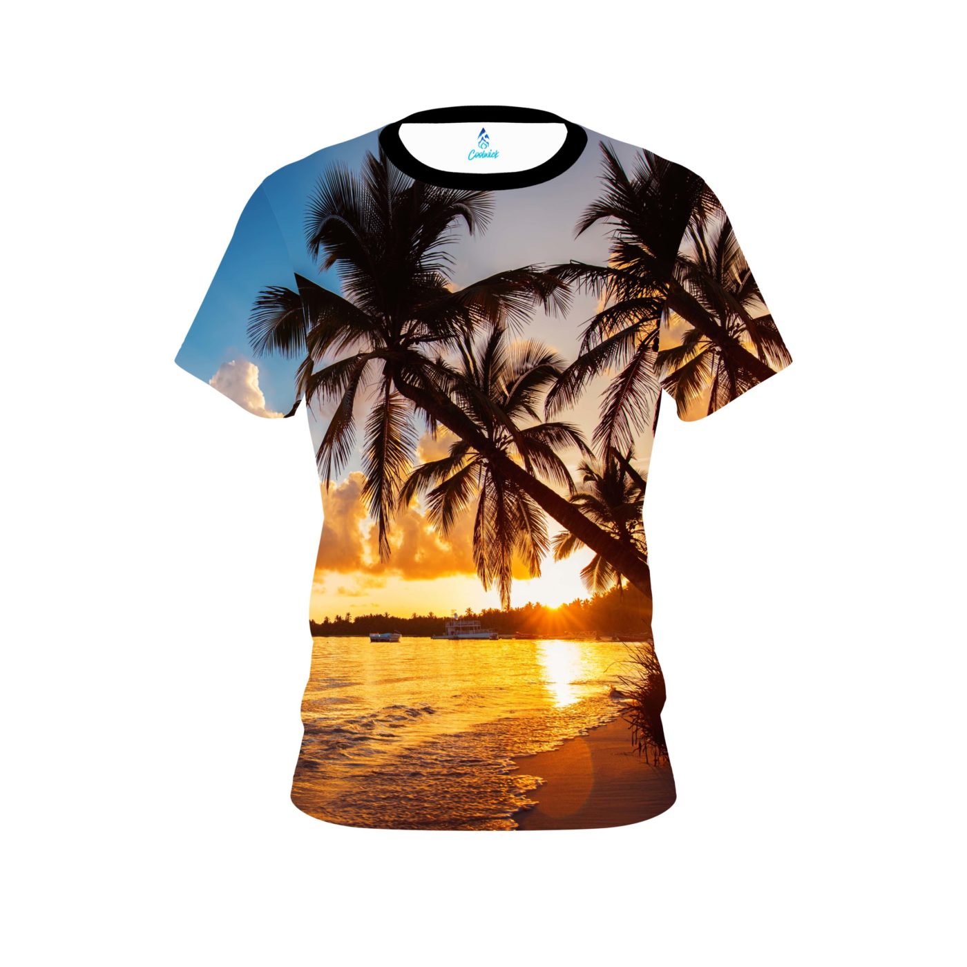 Plain Sunset Palm Trees Semi-Custom CoolWick Bowling Jersey