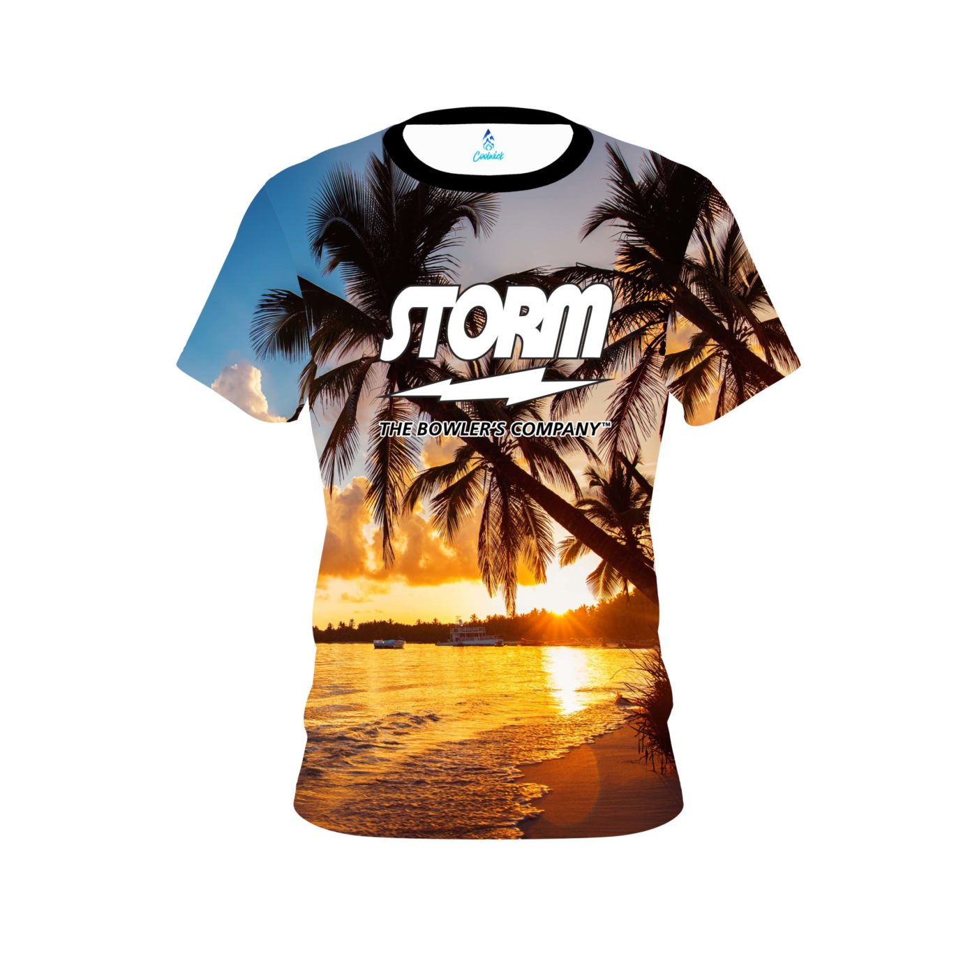 Storm Sunset Palm Trees Semi-Custom CoolWick Bowling Jersey