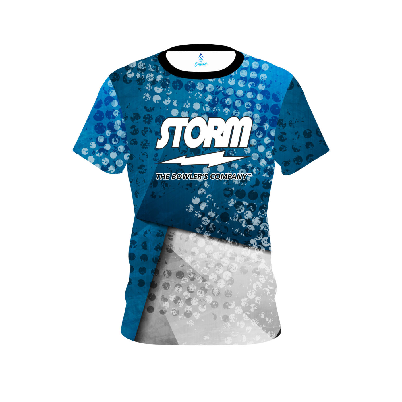 Storm Blue Grungey Semi-Custom CoolWick Bowling Jersey