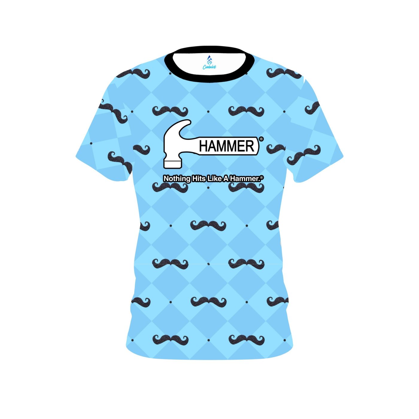 Hammer Baby Blue Mustache Semi-Custom CoolWick Bowling Jersey